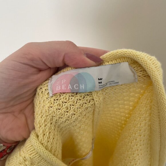 Free People Beach Hailee Knit Sweater Jumpsuit Butter Yellow Size Medium - Picture 3 of 8